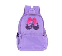 Purple Ballet Style Canvas School Backpack, Washable and Roomy Childrens Dance Bag for Campus and Outdoor Activity