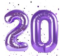 Purple Balloon 20, Numbers Balloon Purple, 40 Inch Purple Foil Balloon 20.101 cm Number Balloon 20 Helium Balloon 20th Birthday for 20th Birthday Decoration Girls Boys