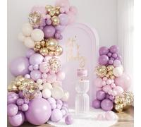 Purple Balloon Arch Kit, 143Pcs Dusty Macaron Pink Purple Lavender Balloons Garland Arch Kit Sand White Gold Confetti Balloons for Birthday Bridal Shower Engagement Wedding Baby Shower Decorations