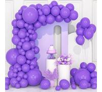 Purple Balloons, 106 pcs Matte Purple Balloon Garland Arch Kit 5 10 12 18 inch Latex Balloons with Ribbon and Chain for Girls Men Women Boys Birthday Party Baby Shower Wedding Decorations