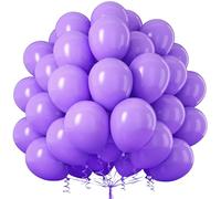 Purple Balloons, 50 Pcs 12 Inch Matte Purple Latex Balloons with Ribbons for Balloon Arch Garland Girls Men Women Boys Birthday Party Wedding Baby Shower Gender Reveal Anniversary Decorations