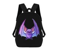 Purple Bat Printed 17 Inch Daypack Unisex Shoulder Backpacks Travel Laptop Backpack for Women Men