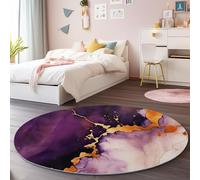 Purple Bathroom Rug, 60 x 180 cm Washable Hallway Runner Rug, Long Thin Watercolor Gold Foil Marble Textures Fade Resistant Decor Floor Carpet for Bedroom Entryway Kitchen Corridor