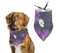 Purple Bathtub and Daisy Dog Bandanas for Feeding Grooming, Triangle Pet Bibs Washable Pets Scarf for Cats & Dogs