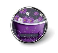 Purple Bathtub And Daisy Round Badge for Men Women Durable Stylish Lapel Pins Lightweight Metal Badges for Shirts Jackets Hats