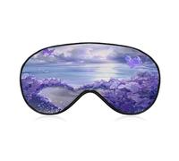 Purple Beach Flower Sleep Mask Soft Eye Mask Eye Cover Eyeshade Blindfold with Adjustable Strap