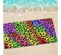 Purple Beach Towel, Large Beach Towels for Adults - Quick Dry Microfibre Towel - Super Absorbent Bath Towels for Swim 190 x 95 cm - 1 Piece, Soft, Sand Free, Lightweight - Leopard Print 0e-486