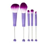 Purple Beadable Makeup Brushes Set of 5 for Silicone Focal Beads Bulk DIY for Crafters Cosmetic Brush Kit Keychain Bar Eyeshadow