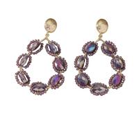 Purple Beaded Dangle Earrings - Boho Native Handmade Braided Bohemian Large Statement Beaded Drop Fringe Earrings for Women Summer Tropical Beach Jewelry