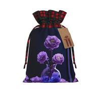 Purple Beauty Butterfly Color Blocked Linen Drawstring Gift Bag, Reusable Gift Bag