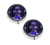 Purple Beauty Butterfly Print Pill Box 3 Compartment Medicine Pill Case,Portable for Pocket Or Purse Pill Organizer Decorative Metal Medicine Vitamin Organizer Unique Gift