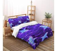Purple Bedding Set Theme Bedspread Animal Theme Marine Animals Duvet Cover Set Microfiber Comforter Cover Suitable for Family,couple,children with Pillow Double（200x200cm）