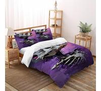 Purple Bedding Set Theme Bedspread Gothic Theme Duvet Cover Set Microfiber Comforter Cover Suitable for Family,couple,children Pillowcase Double（200x200cm）