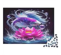 Purple Betta Lotus 1000 Piece Puzzle Artistic Fish Relaxing Stress Relief Thick Cardboard for Seniors 52x38cm/1000pcs