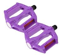 Purple Bike Pedals Pair with Wide Platform Support, 14mm Thread | Plastic Resin Body, Anti Skid Surface, Built in Reflectors, for Balance Bikes and Road Bike Use