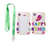Purple Bird ID Card Holder with Green Lanyard, Access Card Holder, Vertical ID Cards Protector for Student, Vertical Name Badges Protector for Men, Paramedic Accessories Teacher Stuff