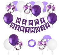 Purple Birthday Decorations Set - Complete Party Decorations Kit with Banner, Balloons & Ribbons - Easy to Install for Home Birthday Party Supplies