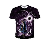 (Purple Black, 2XL) 3D Printing Dragon Ball Anime T-shirt Casual Shirt Top
