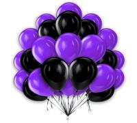 Purple & Black Balloons - 10 Inch Pack of 25 for Girl & Boy Birthday, Graduation, Wedding, Halloween & Anniversary Parties