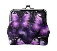 Purple & Black Butterfly Print Lightweight Women Coin Purse Exquisite Waterproof Small Pouch for Coins Cards