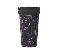 Purple Black Goth Spooky Carry Insulated Coffee Mug - with Handle Travel Tumbler High Capacity for Home, Office, and On-The-Go