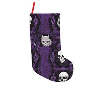 (Purple Black Goth Spooky) Christmas Stockings 28 x 46cm Large Holiday Stockings for Xmas Tree Decorations Gift Storage