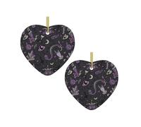 Purple Black Goth Spooky Christmas Tree Ceramic Hanging Bauble Personalised Xmas Baubles Cute Christmas Ornaments Gifts For Kids Family Friends