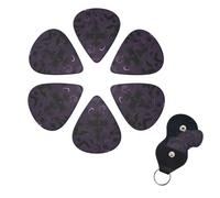 Purple Black Goth Spooky Guitar Picks 6 Pack 3 Different Thickness Celluloid Guitar Plectrums with Guitar Pick Holder Personalized Guitar Pick for Acoustic Guitar, Electric Guitar, Bass, Ukulele