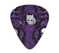 (Purple Black Goth Spooky) Guitar Picks Set Of 12 With Transparent Plastic Box For Bass Electric And Acoustic Guitars Ukulele
