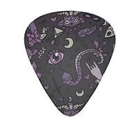 Purple Black Goth Spooky Guitar Plectrums 12 Pieces Set =>> Comfortable In The Hand With Smooth Edges Three Thicknesses To Match