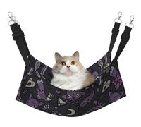 Purple Black Goth Spooky Hanging Pet Hammock with Adjustable Straps and Metal Hooks Double Sided Bed