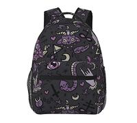 Purple Black Goth Spooky Laptop Backpack For Men 15.7 Inch, Casual Large Lightweight Backpack For Travel Hiking Camping Daypack Fashion Cute Bookbag School Bags For Teen Girls Women Kids Student