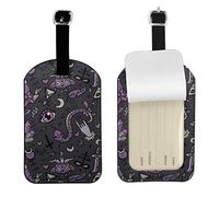 Purple Black Goth Spooky Luggage Tags Id Leather Travel Bag Labels Checked Baggage Tagstravel Identifier for Luggage