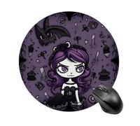 Purple Black Goth Spooky Mouse Pad Round Computer Mousepad Cute Mouse Pads with Non-Slip Rubber Base Mouse Mat for Laptop Gaming Office Home