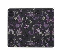Purple Black Goth Spooky Non-Slip Rubber Base Mouse Pad with Lock Edge, Large Extended Desk Mat for Enhanced Game Work