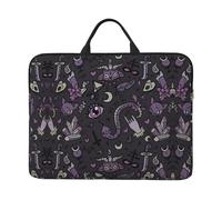 Purple Black Goth Spooky Print 14in Laptop Case Sleeve Bag â€“ Padded for Protection, Portable Handle & Smooth Zipper