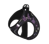 Purple Black Goth Spooky Print Adjustable Harness Leash Set For Cats And Dogs, Soft Breathable Kitten Puppy Mesh Vest With Reflective Design, Escape-Proof Lead For Small Pets Walking Training