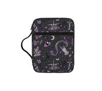 Purple Black Goth Spooky Print Bible Cover Lightweight Tablet Sleeve Durable Makeup Bag Pencil Case for Church School Travel