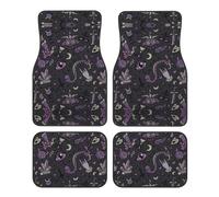 Purple Black Goth Spooky Print Car Foot Mat Four-Piece Set Full Set With Non-Slip Rubber Backing