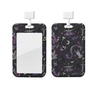 Purple Black Goth Spooky Print Card ID Badge Holder with Breakaway Lanyard,for Doctor Teacher Nurse Staff Office