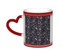 Purple Black Goth Spooky Print Ceramic Mug, Black to White Thermochromic Coffee Cup for Home Office Cafe
