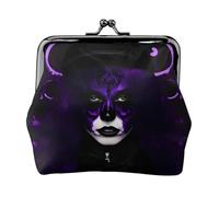 Purple Black Goth Spooky Print Charm and Versatile Coin Purse Exquisite Waterproof Kiss Lock Wallet for Keys Cards