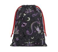 Purple Black Goth Spooky Print Drawstring Gift Bags For Christmas,Holiday Party Gift Wrapping Bag Assorted Sizes