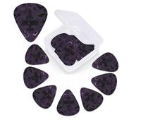 Purple Black Goth Spooky Print Guitar Picks 12 Pack Guitar Plectrums with Storage Box Bass Picks For Acoustic Guitar Bass Electric Ukulele Includes 0.46mm, 0.71mm, 0.96mm