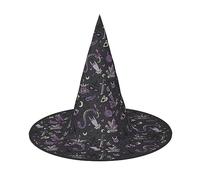 Purple Black Goth Spooky Print Halloween Witch Hat Unisex For Parties Christmas Parties Carnivals And Cosplay