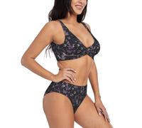 Purple Black Goth Spooky Print Hawaii Women's Bikini Sets Two Piece Swimsuit V Neck Bathing Suits.