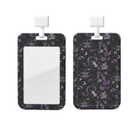 Purple Black Goth Spooky Print ID Card Badge Holder with Breakaway Lanyard,for Teacher Nurse Doctor Staff Office