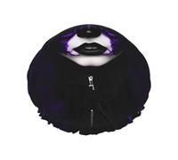 Purple Black Goth Spooky Print Shower Cap, Shower Cap for Women Reusable, Waterproof Bath Cap,Quick Drying Bath Hair Cap