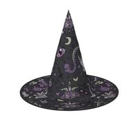 Purple Black Goth Spooky Print Wizard,Magician Costume Accessories,Halloween Full Hat,Suitable For Party Role Play-1 Piece