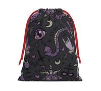 Purple Black Goth Spooky Printed Christmas Drawstring Gift Bags For Decorating Christmas Trees Staircases And Porches Party Favors Wedding Decor & Holiday Packaging 3 Sizes